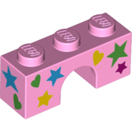 Brique Arche 1 x 3 avec motif imprimé cœurs et Étoiles (Brick Arch 1 x 3 with Hearts and Stars Print)