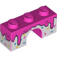 Brique Arche 1 x 3 avec glaçage rose foncé, motif imprimé Saupoudrer (Brick Arch 1 x 3 with Dark Pink Frosting, Sprinkles Print)