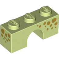Arc en briques 1 x 3 avec motif imprimé taches d'animaux vert olive (Brick Arch 1 x 3 with Olive Green Animal Spots Print)