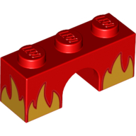 Brique Arc 1 x 3 avec motif imprimé Flammes Jaunes (Brick Arch 1 x 3 with Yellow Flames Print)