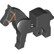 Visuel indicatif Rebrickable de Animal, Cheval, Tête mobile, Yeux noirs avec blanc sur les deux côtés, pupilles blanches, Marron Motif imprimé bride (Animal, Horse, Movable Head, Black Eyes with White on Two Sides, White Pupils, Brown Bridle Print)