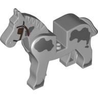 Visuel indicatif Rebrickable de Animal, cheval, tête mobile, piebald avec des taches gris bleuâtre foncé et des œillères motif imprimé (Animal, Horse, Movable Head, Piebald with Dark Bluish Gray Spots and Blinkers Print)