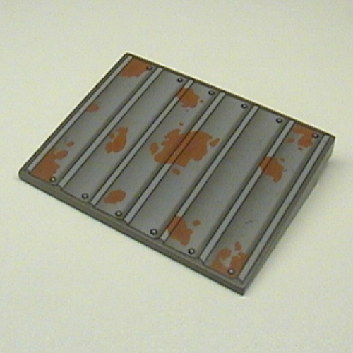 Visuel indicatif Rebrickable de Brique inclinée 10° 6 x 8 avec motif imprimé Feuille de rouille-Toit métallique (Brick Sloped 10° 6 x 8 with Rusting Sheet-Metal Roof Print)