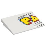 Visuel indicatif Rebrickable de Brique inclinée 10° 6 x 8 avec motif imprimé jaune 'PA' (Brick Sloped 10° 6 x 8 with Yellow 'PA' Print)