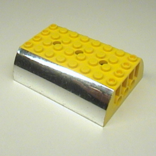 Visuel indicatif Rebrickable de Brique courbée 8 x 6 x 2 doubles avec côtés argentés chromés motif imprimé (Brick Curved 8 x 6 x 2 Double with Chrome Silver Sides Print)