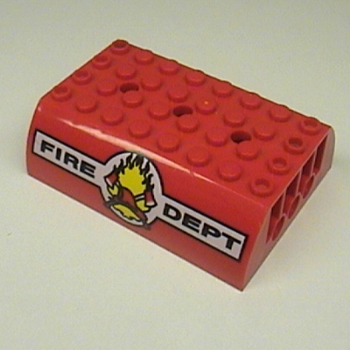 Visuel indicatif Rebrickable de Brique courbe 8 x 6 x 2 double avec motif imprimé 'FIRE DEPT' (Brick Curved 8 x 6 x 2 Double with 'FIRE DEPT' Print)