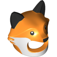 Costume / Masque, tête de renard avec des oreilles noires, nez et blanc (Costume / Mask, Fox Head with Black Ears, Nose and White Cheeks Print)