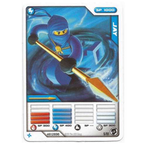 Carte à collectionner, paquet de cartes Ninjago 1: 5 - Jay - version internationale (Trading Card, Ninjago Deck #1: 5 - Jay - International Version)