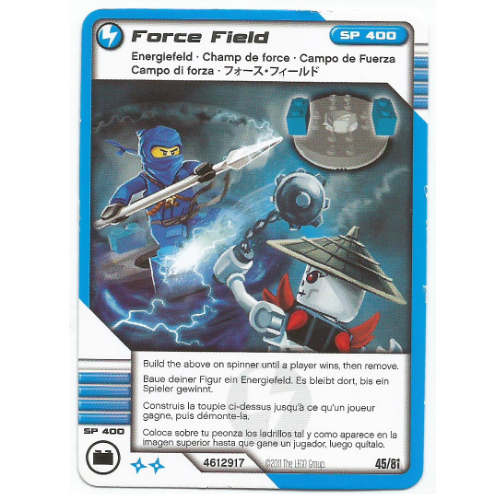 Carte à collectionner, Ninjago paquet de cartes:1: 45 - Champ de Force - Version Internationale (Trading Card, Ninjago Deck #1: 45 - Force Field - International Version)