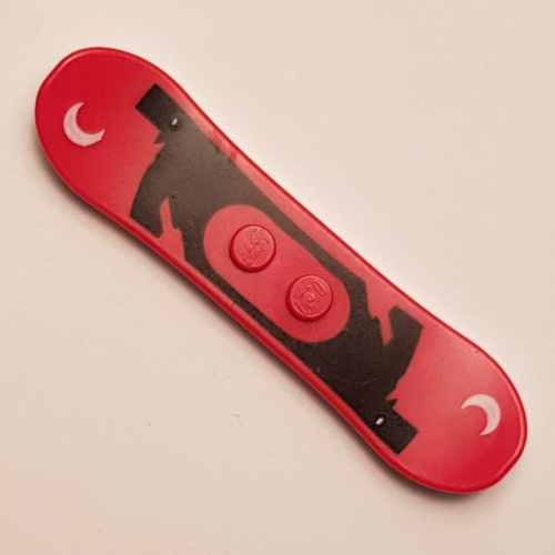 Visuel indicatif Rebrickable de Snowboard de sport avec la forme noire et blanc lunes motif imprimé, fond blanc (Sports Snowboard with Black Shape and White Moons Print, White Bottom)