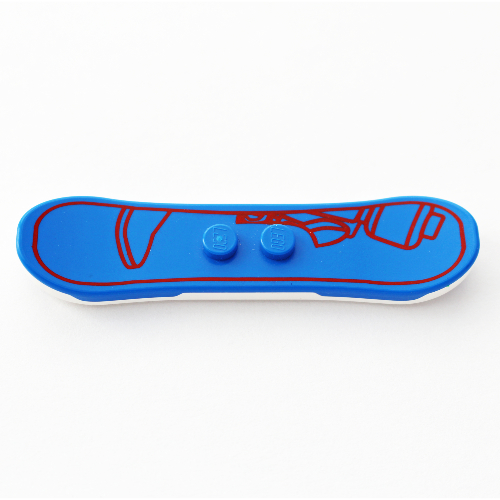 Visuel indicatif Rebrickable de Snowboard de sport avec motif imprimé minifigurine rouge, fond blanc (Sports Snowboard with Red Minifig Outline Print, White Bottom)