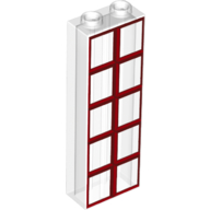 Visuel indicatif Rebrickable de Brique 1 x 2 x 5 avec motif imprimé Fenêtres rouges (Brick 1 x 2 x 5 with Red Windows Print)