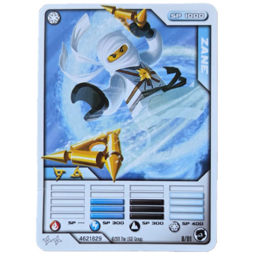 Carte à collectionner, Ninjago paquet de cartes:1: 8 - Zane - Version nord-américaine (Trading Card, Ninjago Deck #1: 8 - Zane - North American Version)