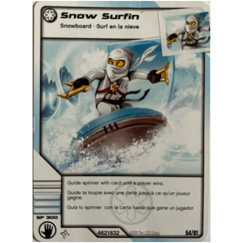 Carte à collectionner, Ninjago paquet de cartes #1: 54 - Snow Surfin' - Version nord-américaine (Trading Card, Ninjago Deck #1: 54 - Snow Surfin' - North American Version)