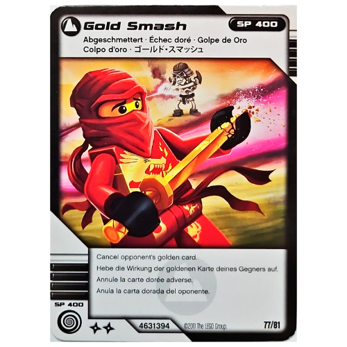 Carte à collectionner, paquet de cartes Ninjago:1: 77 - smash or - version internationale (Trading Card, Ninjago Deck #1: 77 - Gold Smash - International Version)