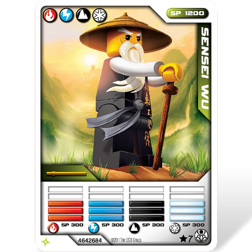 Carte à collectionner, Ninjago paquet de cartes 1: *7 - Sensei Wu (tenue noire) - version internationale (Trading Card, Ninjago Deck #1: *7 - Sensei Wu (Black Outfit) - International Version)