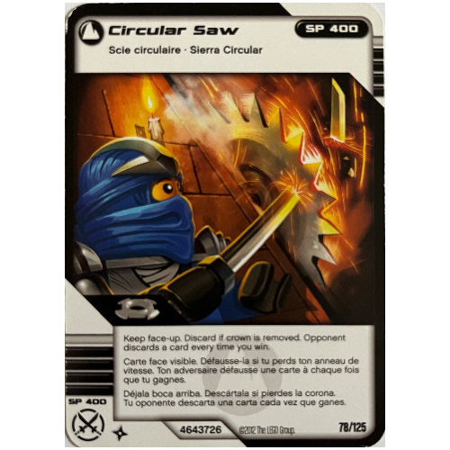 Carte à collectionner, Ninjago paquet de cartes:2: 78 - Scie circulaire - Version nord-américaine (Trading Card, Ninjago Deck #2: 78 - Circular Saw - North American Version)