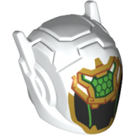 Casque avec antennes et casque et visière noire, décorations or/vert (Mei) (Helmet with Antennae and Headphones and Black Visor, Gold/Green Decorations (Mei))