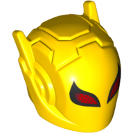 Casque avec antennes et grands yeux rouges avec contour noir (Helmet with Antennae and Large Red Eyes with Black Outline)