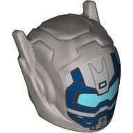Casque avec antennes et visière azur moyen, marquages bleu foncé motif imprimé (Helmet with Antennae and Medium Azure Visor, Dark Blue Markings Print)