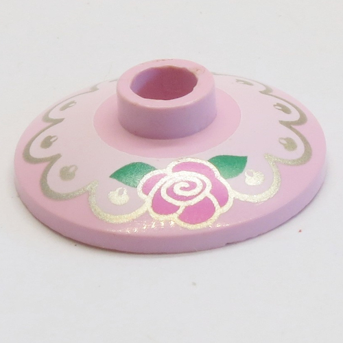 Visuel indicatif Rebrickable de Plat 2 x 2 inversé [Radar] avec motif imprimé dentelle et fleur (Dish 2 x 2 Inverted [Radar] with Lace and Flower Print)