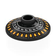 Visuel indicatif Rebrickable de Plat 2 x 2 inversé [Radar] avec Turbine, Motif imprimé rayures orange/argent (Dish 2 x 2 Inverted [Radar] with Turbine, Orange/Silver Stripes Print)