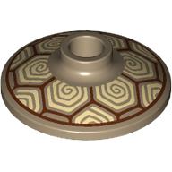 Plat 2 x 2 inversé [radar] avec des hexagones rouge foncé, des tourbillons beige motif imprimé (Dish 2 x 2 Inverted [Radar] with Dark Red Hexagons, Tan Swirls Print)