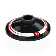 Visuel indicatif Rebrickable de Plat 2 x 2 inversé [Radar] avec cercle blanc, flèche, bandes rouges, motif imprimé par points (Dish 2 x 2 Inverted [Radar] with White Circle, Arrow, Red Strips, Dots Print)