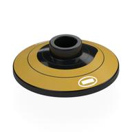 Visuel indicatif Rebrickable de Plat 2 x 2 inversé [Radar] avec Cercles d'Or, Triangle Blanc en Cercle motif imprimé (Dish 2 x 2 Inverted [Radar] with Gold Circles, White Triangle in Circle Print)
