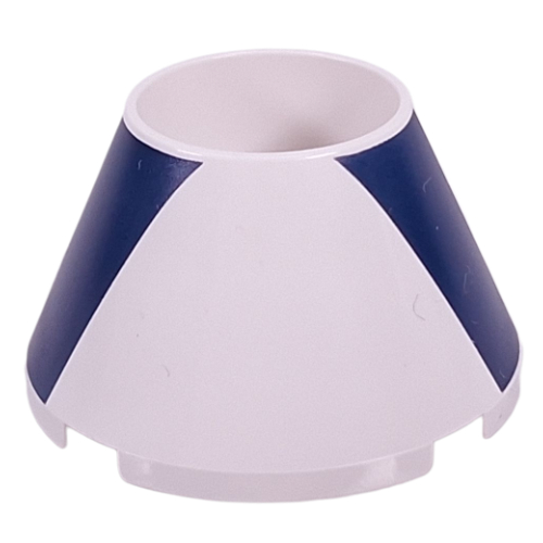 Visuel indicatif Rebrickable de Cône 4 x 4 x 2 creux sans tenons avec motif imprimé rayures verticales bleu foncé (Cone 4 x 4 x 2 Hollow No Studs with Dark Blue Vertical Stripes Print)
