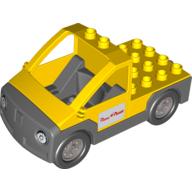 Visuel indicatif Rebrickable de Duplo camion pick-up plat avec base gris bleuté foncé avec logo pizza planète motif imprimé (Duplo Truck Pickup Flatbed with Dark Bluish Gray Base with Pizza Planet Logo Print)