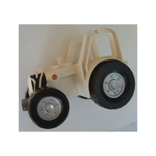 Visuel indicatif Rebrickable de Duplo tracteur avec 2 x 3 clous sur le capot et zèbre motif imprimé rayures (Duplo Tractor with 2 x 3 Studs on Hood and Zebra Stripes Print)