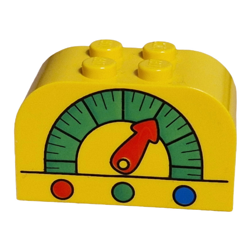 Visuel indicatif Rebrickable de Brique courbée 2 x 4 x 2 double avec Gas Gauge motif imprimé (Brick Curved 2 x 4 x 2 Double with Gas Gauge Print)
