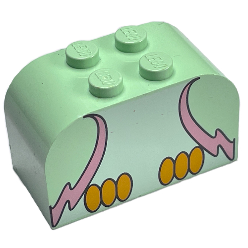 Visuel indicatif Rebrickable de Brique courbée 2 x 4 x 2 doubles avec perroquet, poitrine blanche, ailes roses (Brick Curved 2 x 4 x 2 Double with Parrot, White Chest, Pink Wings Outline Body Print)