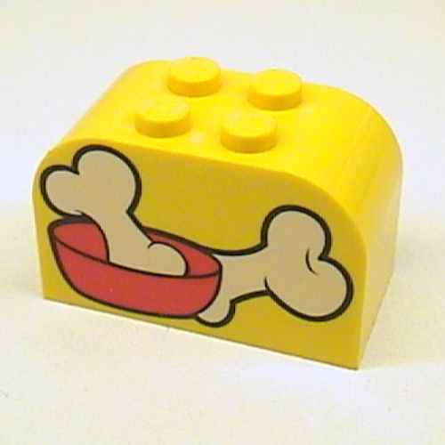 Visuel indicatif Rebrickable de Brique courbée 2 x 4 x 2 doubles avec des os de chien motif imprimé (Brick Curved 2 x 4 x 2 Double with Dog Bones Print)