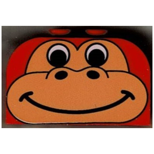 Visuel indicatif Rebrickable de Brique courbée 2 x 4 x 2 double avec moyen orange gorille / dinosaure visage motif imprimé (Brick Curved 2 x 4 x 2 Double with Medium Orange Gorilla / Dinosaur Face Print)