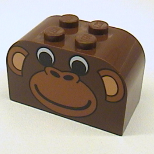 Visuel indicatif Rebrickable de Brique courbée 2 x 4 x 2 double avec singe visage motif imprimé (Brick Curved 2 x 4 x 2 Double with Monkey Face Print)