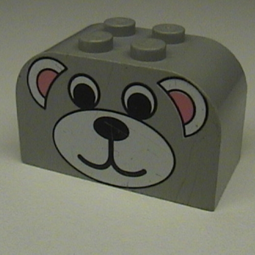 Visuel indicatif Rebrickable de Brique courbée 2 x 4 x 2 double avec visage d'ours motif imprimé (Brick Curved 2 x 4 x 2 Double with Bear Face Print)