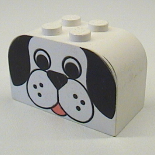 Visuel indicatif Rebrickable de Brique courbée 2 x 4 x 2 double avec Dog Face motif imprimé (Brick Curved 2 x 4 x 2 Double with Dog Face Print)