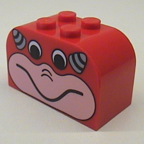 Visuel indicatif Rebrickable de Brique courbée 2 x 4 x 2 double avec visage et cornes motif imprimé (Brick Curved 2 x 4 x 2 Double with Face and Horns Print)