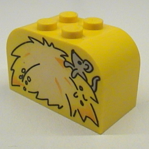 Visuel indicatif Rebrickable de Brique courbée 2 x 4 x 2 doubles avec botte de foin et motif imprimé souris (Brick Curved 2 x 4 x 2 Double with Haystack and Mouse Print)
