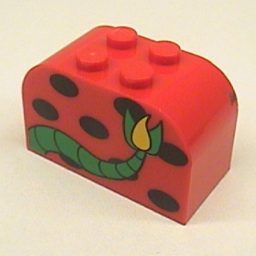 Visuel indicatif Rebrickable de Brique courbée 2 x 4 x 2 doubles avec des taches de monstre et motif imprimé queue (Brick Curved 2 x 4 x 2 Double with Monster Spots and Tail Print)