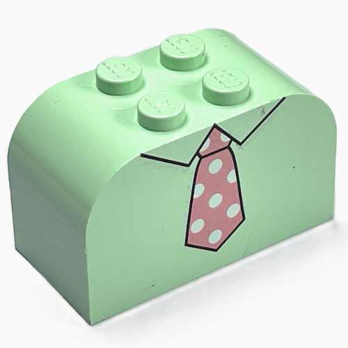 Visuel indicatif Rebrickable de Brique courbée 2 x 4 x 2 double avec cravate motif imprimé rose (Brick Curved 2 x 4 x 2 Double with Necktie Pink Print)