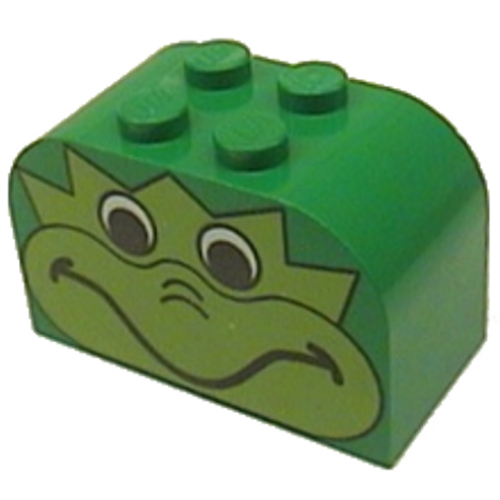 Visuel indicatif Rebrickable de Brique courbée 2 x 4 x 2 double avec motif imprimé visage grenouille (Brick Curved 2 x 4 x 2 Double with Frog Face Print)