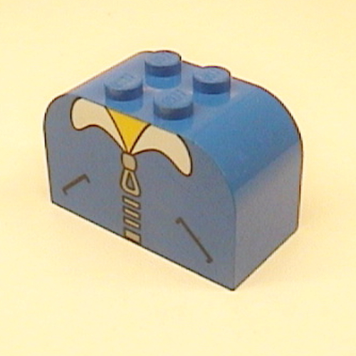 Visuel indicatif Rebrickable de Brique courbée 2 x 4 x 2 doubles avec poches et motif imprimé fermeture éclair (Brick Curved 2 x 4 x 2 Double with Pockets and Zipper Print)