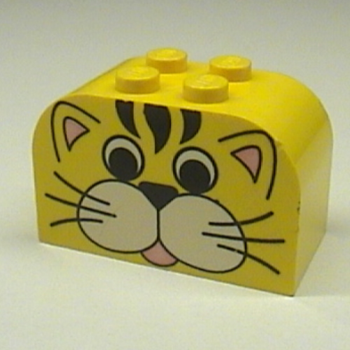 Visuel indicatif Rebrickable de Brique courbée 2 x 4 x 2 double avec motif imprimé visage de tigre (Brick Curved 2 x 4 x 2 Double with Tiger Face Print)