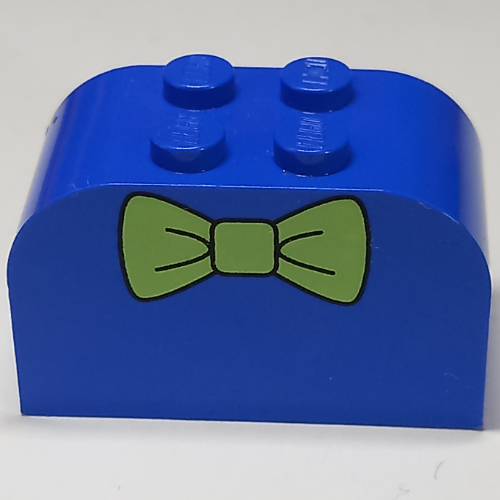 Visuel indicatif Rebrickable de Brique courbée 2 x 4 x 2 double avec motif imprimé noeud papillon vert (Brick Curved 2 x 4 x 2 Double with Green Bow Tie Print)
