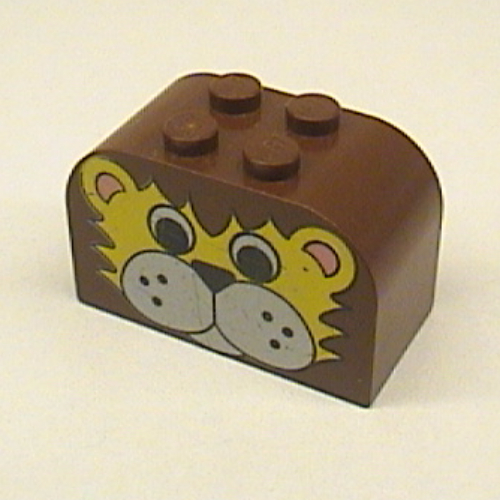 Visuel indicatif Rebrickable de Brique courbée 2 x 4 x 2 double avec motif imprimé Lion Face (Brick Curved 2 x 4 x 2 Double with Lion Face Print)