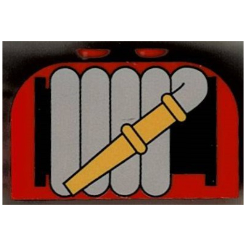 Visuel indicatif Rebrickable de Brique courbe 2 x 4 x 2 double avec tuyau de feu sur bobine motif imprimé (Brick Curved 2 x 4 x 2 Double with Fire Hose on Reel Print)