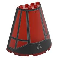 Visuel indicatif Rebrickable de Cône demi 8 x 4 x 6 avec motif noir imprimé cockpit (Cone Half 8 x 4 x 6 with Black Cockpit Print)